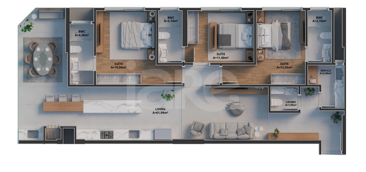 Planta — Apartamento 134,31 m²