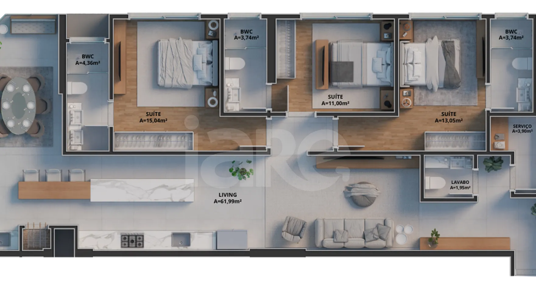 Planta — Apartamento 134,31 m²