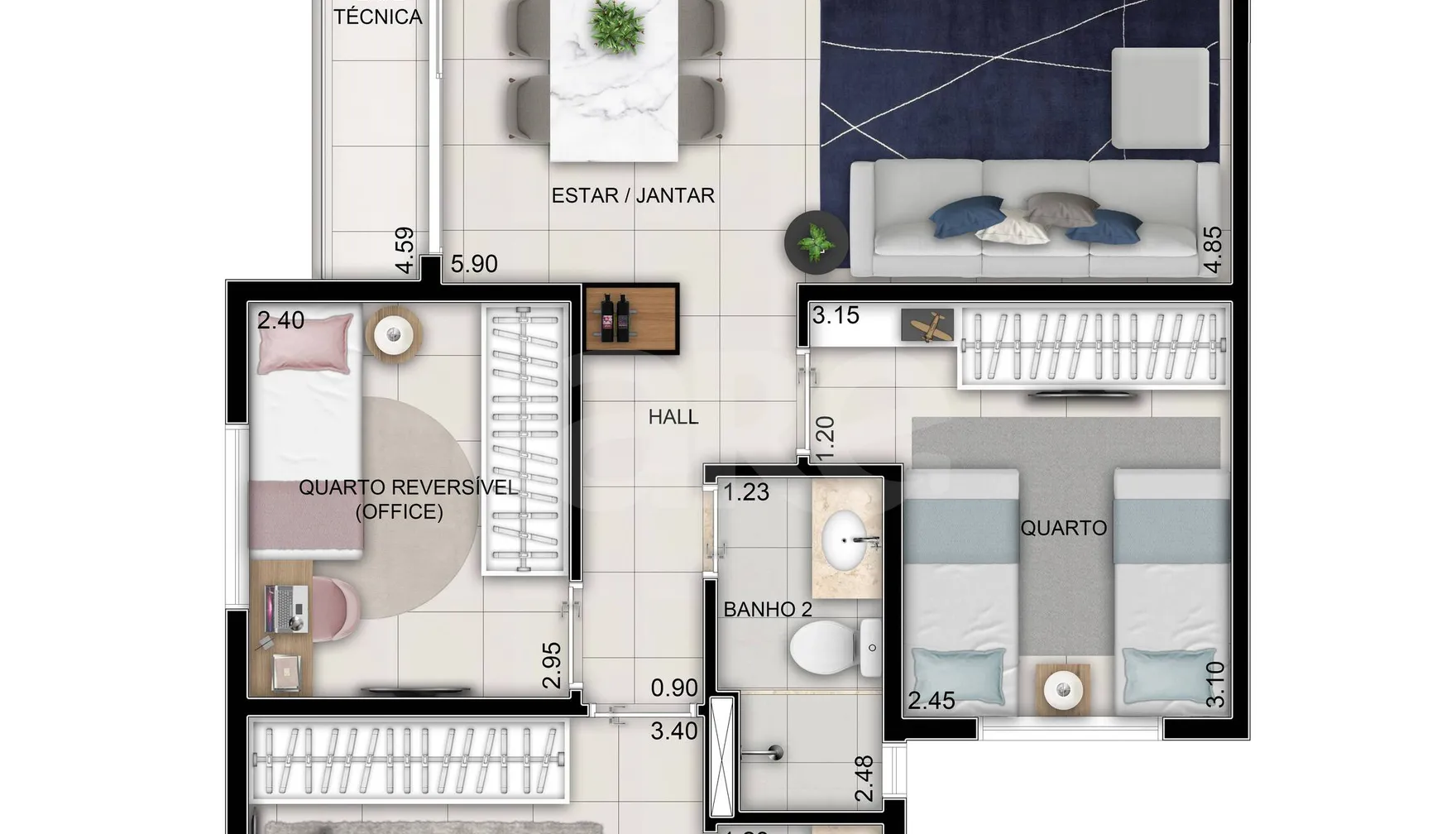 Planta — Apartamento 76,3 m²
