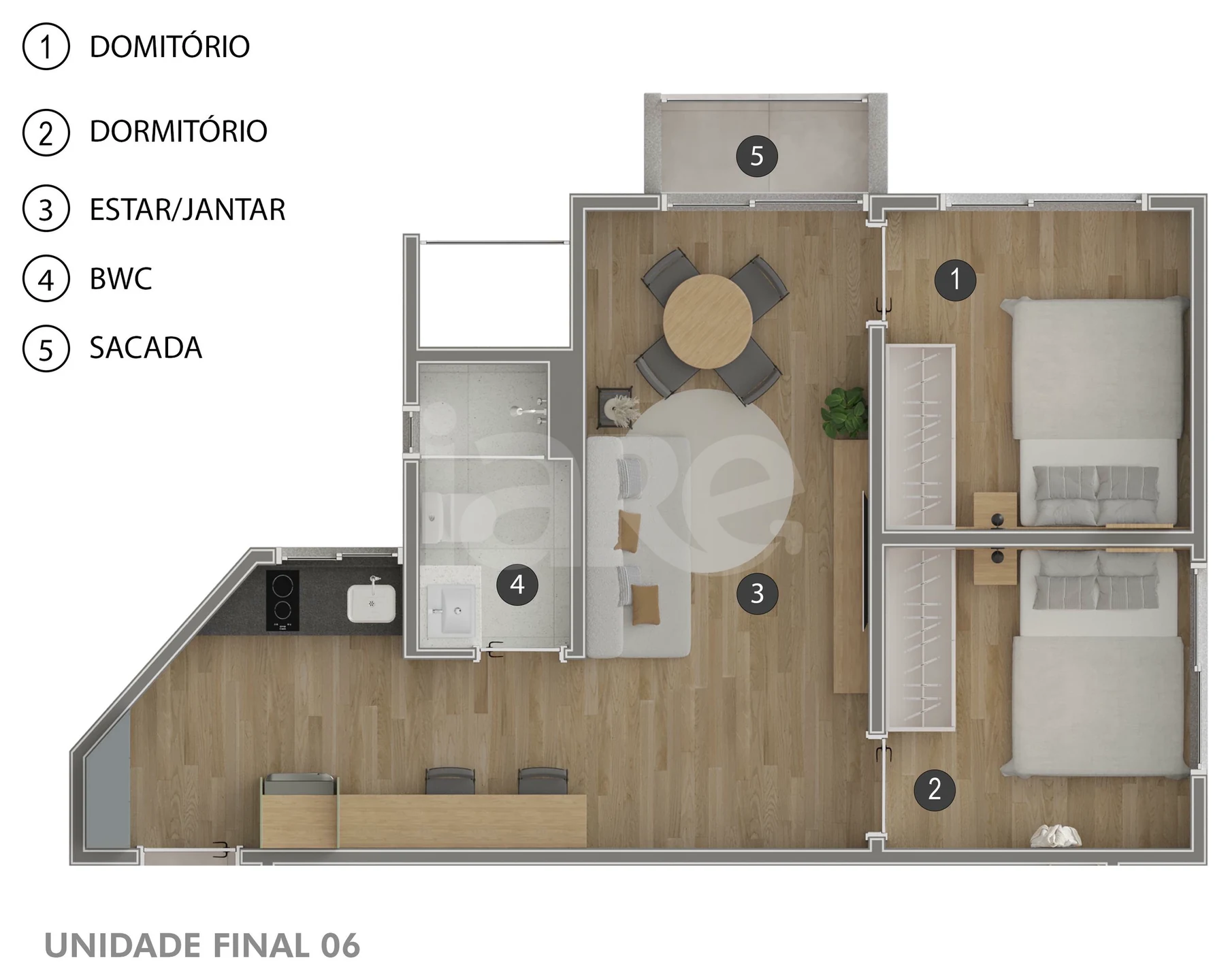Planta — Apartamento 45,29 m²