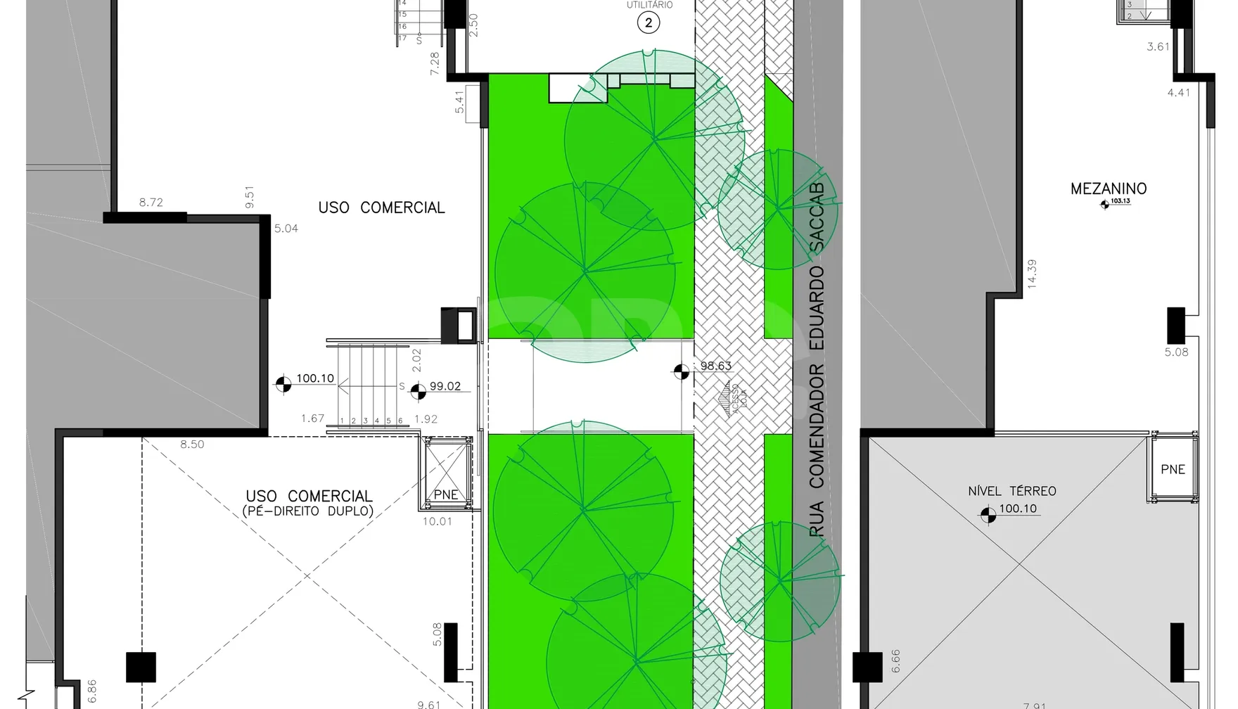 Planta — Loja com mezanino