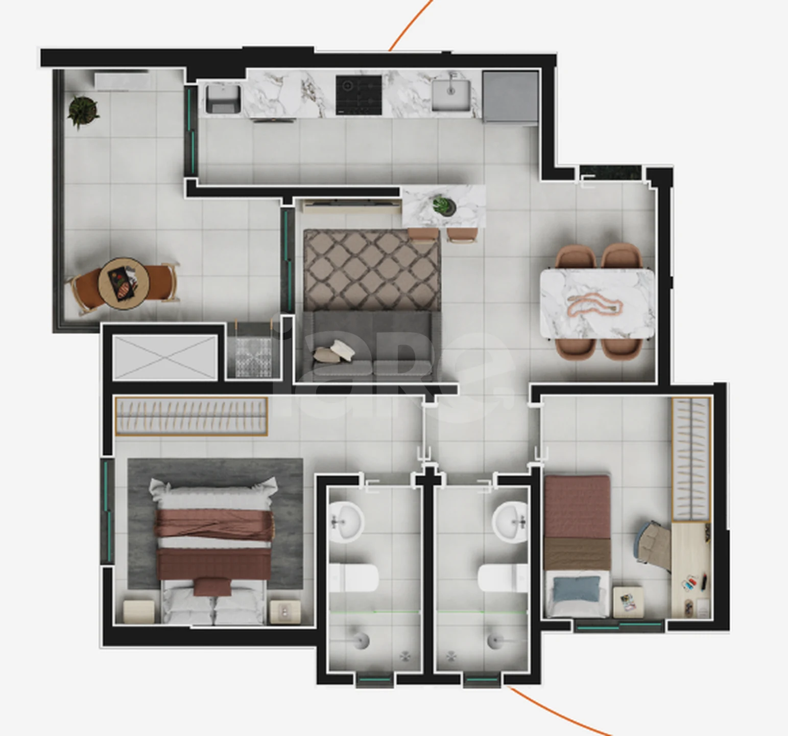 Planta — Apartamento 60 m²