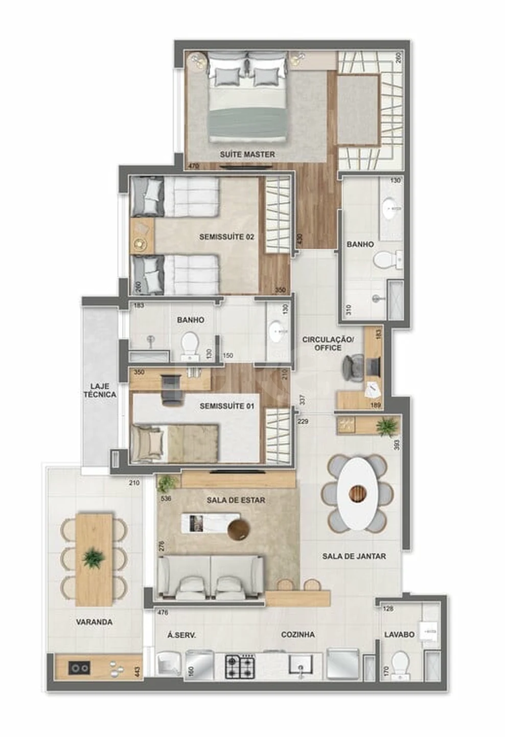 Planta — Apartamento 96,56 m²