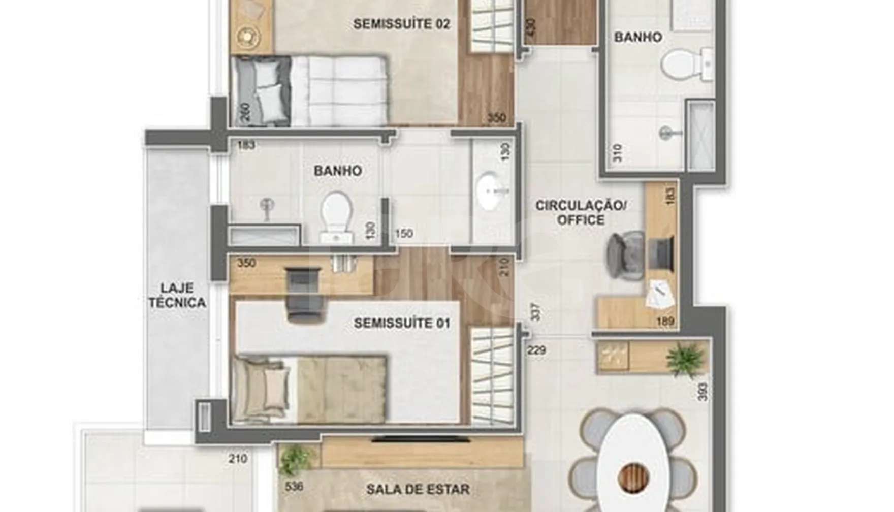 Planta — Apartamento 96,56 m²
