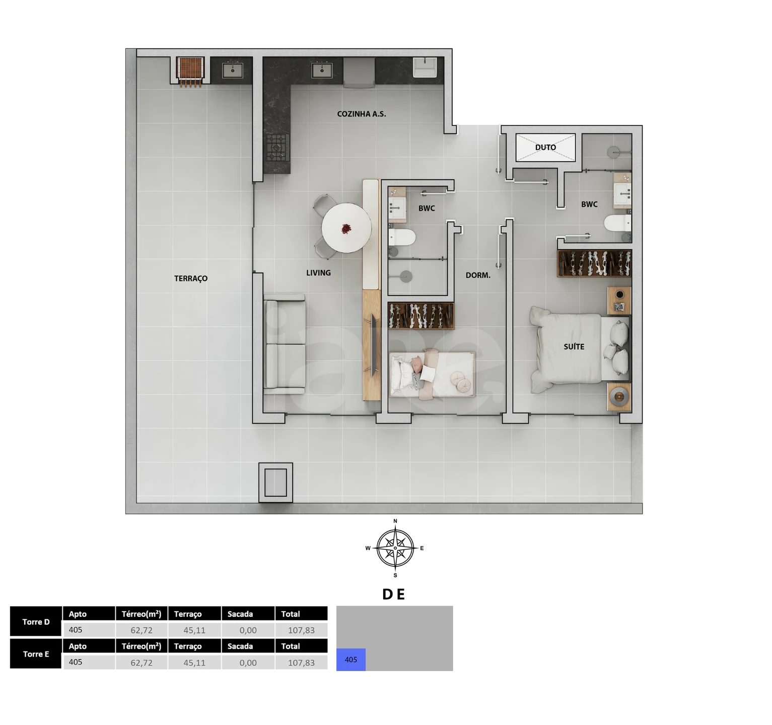 Planta — Cobertura Duplex 107,83 m²