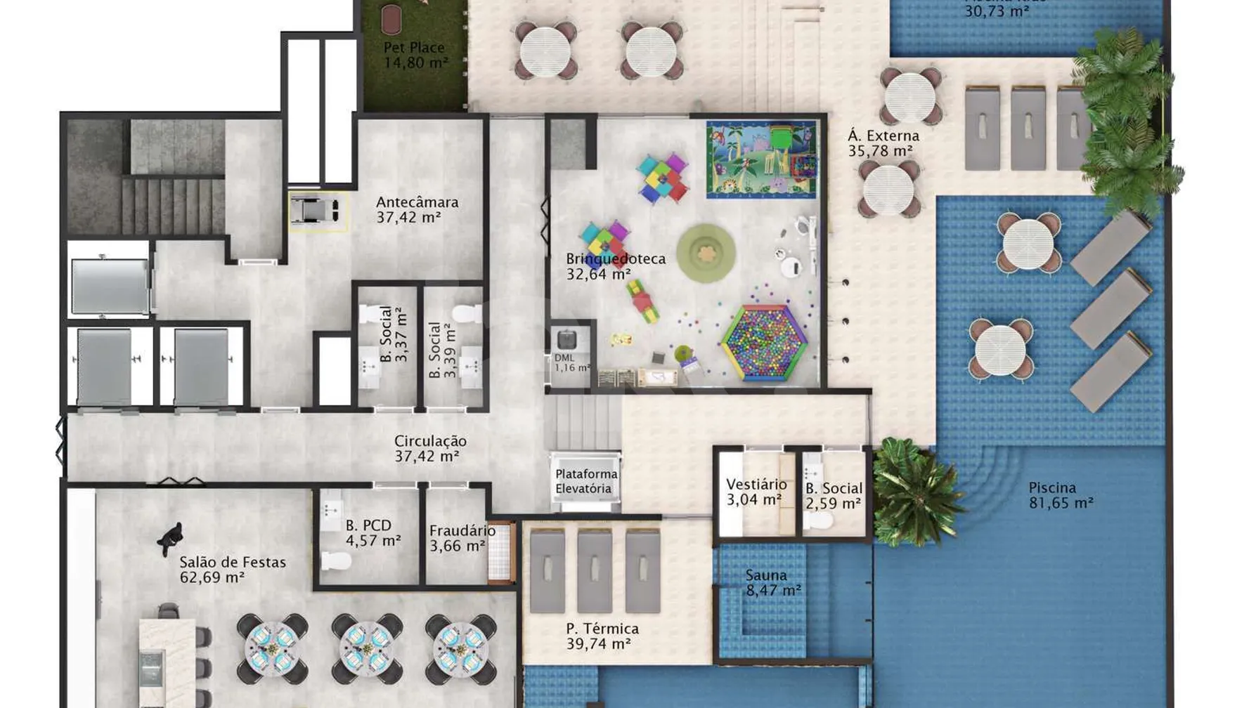 Planta — Pavimento lazer