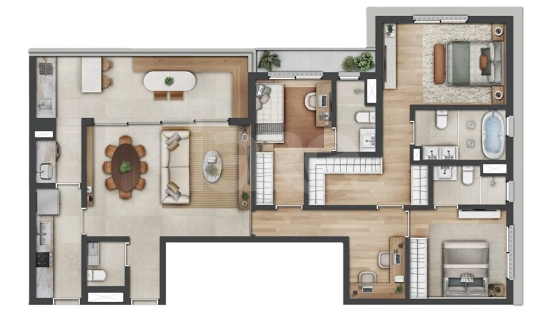 Planta — Apartamento 123,66 m²