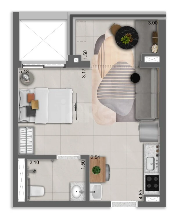 Planta — Studio 32,47 m²