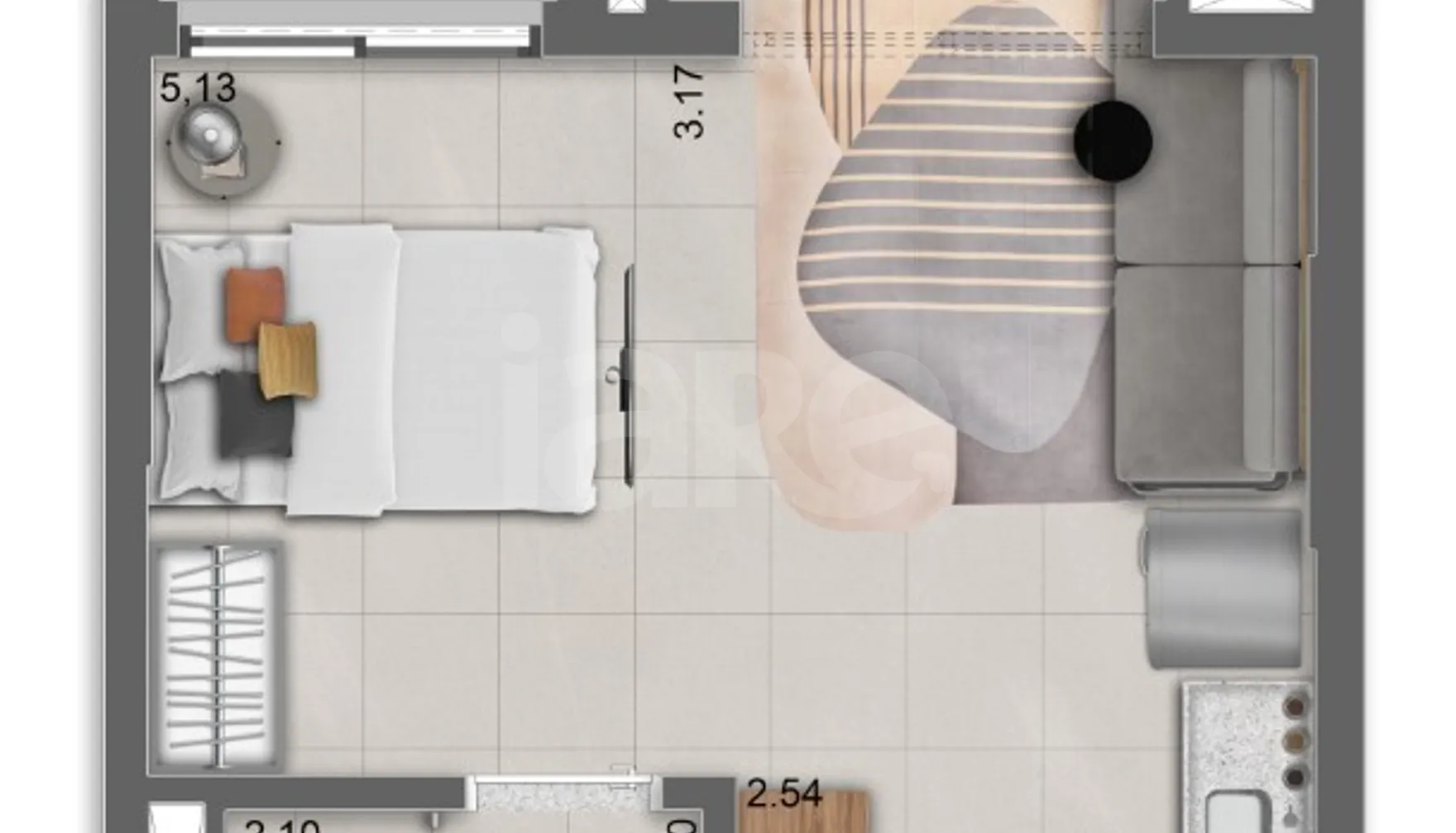 Planta — Studio 32,47 m²