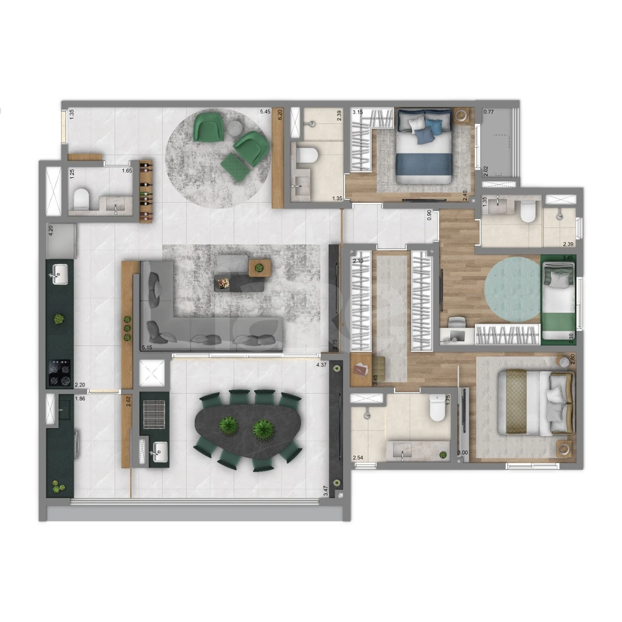 Planta — Apartamento 126,13 m²