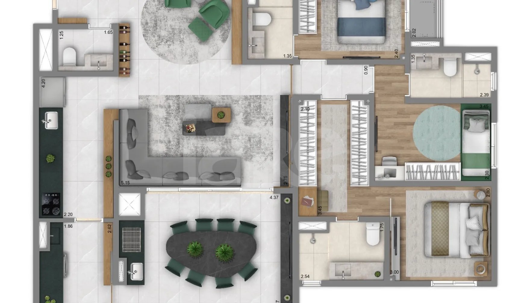 Planta — Apartamento 126,13 m²