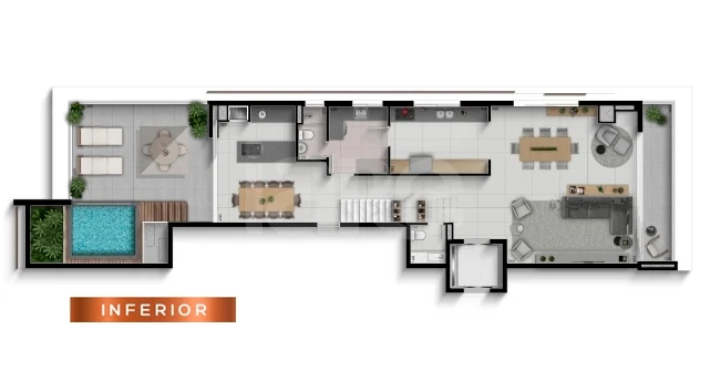 Planta — Cobertura Duplex 246,2 m² · 1º pavimento