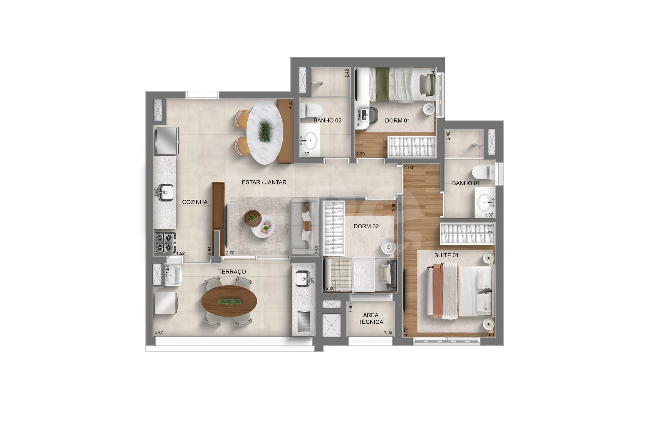 Planta — Apartamento 66,94 m²