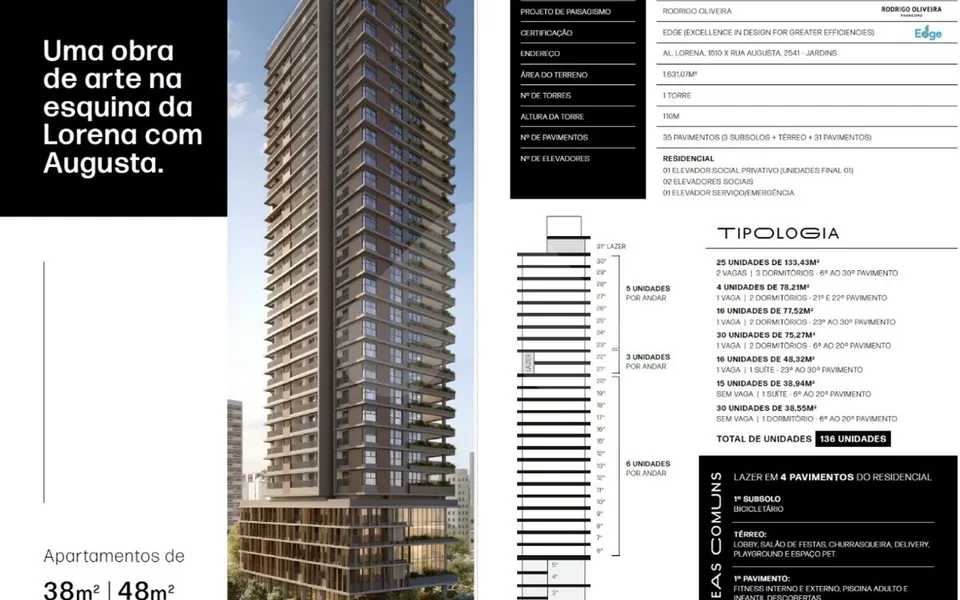 Galeria Lorena - Apartamento com 38,94 m², em Jardim Paulista — foto 4
