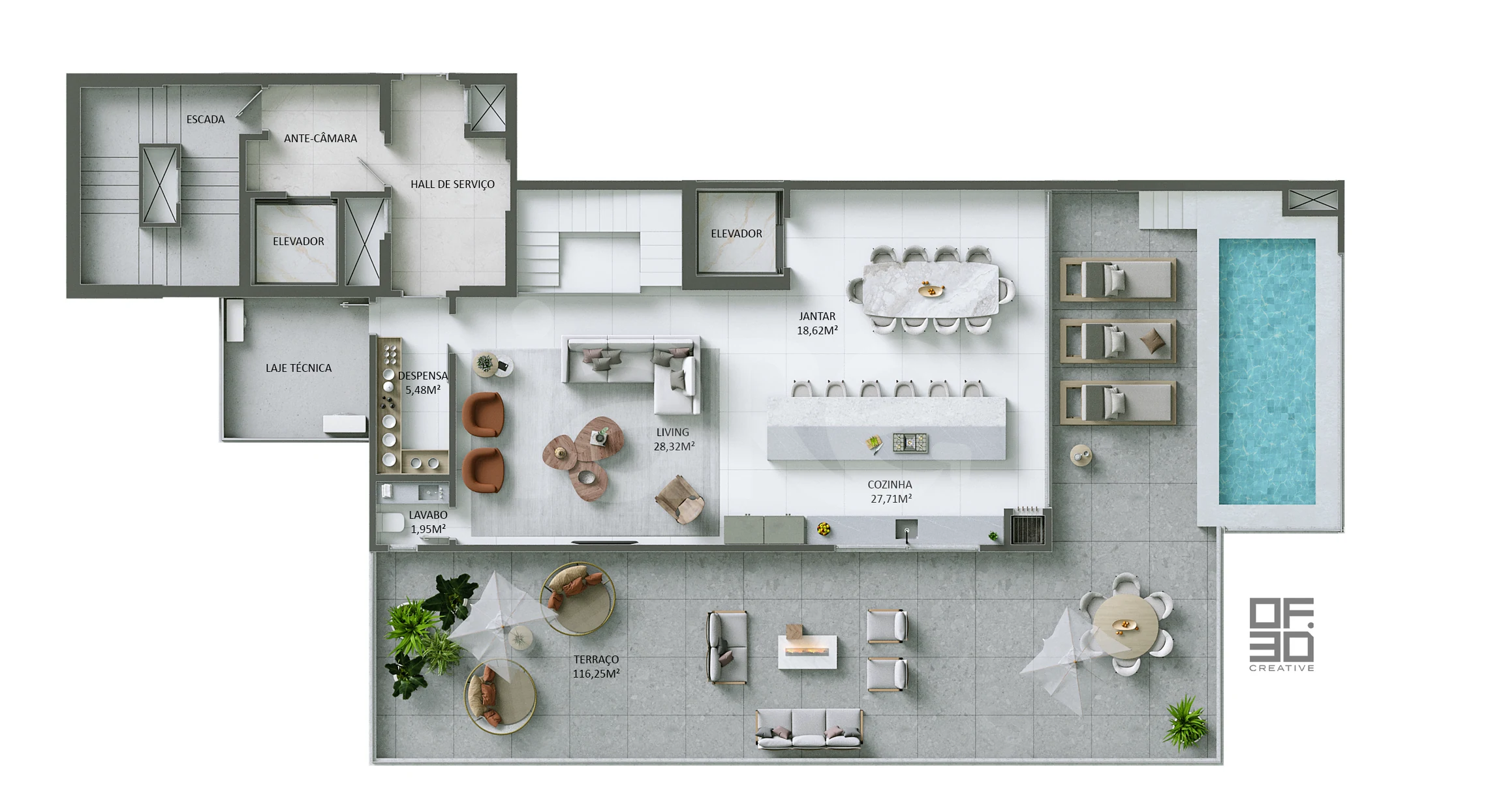 Planta — Cobertura Duplex 459,2 m²