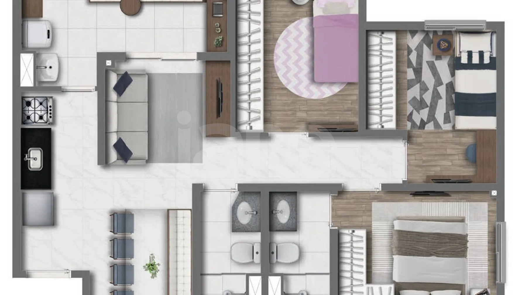 Planta — Apartamento 60,21 m²