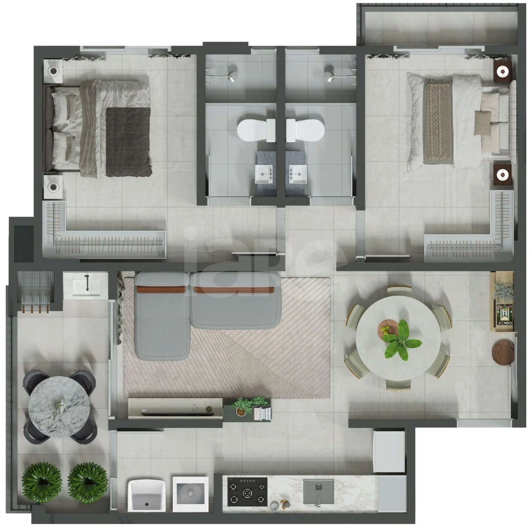 Planta — Apartamento 72,87 m²