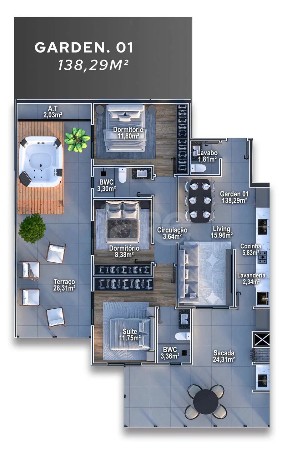Planta — Garden 138,29 m²