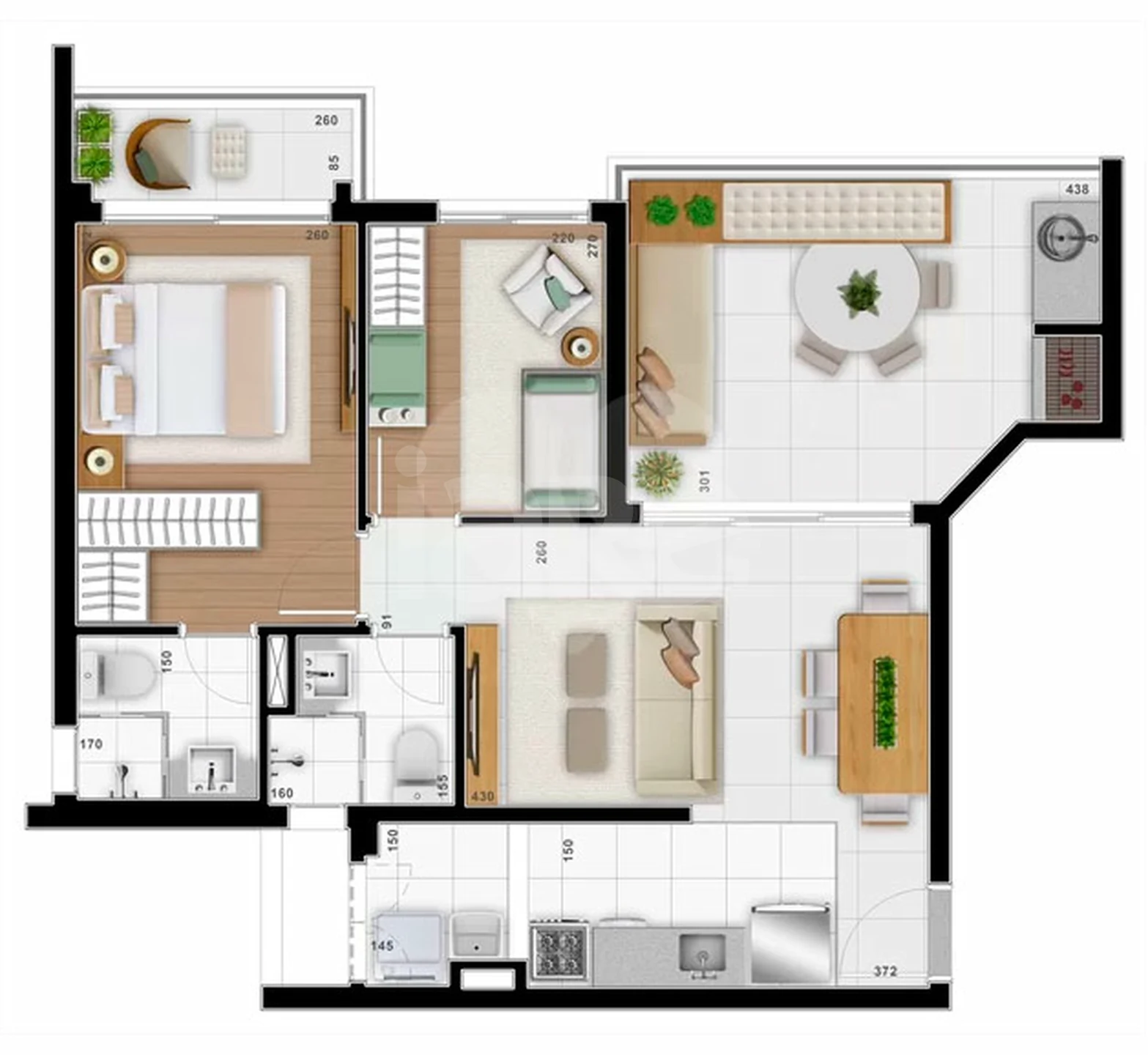Planta — Apartamento 68 m²
