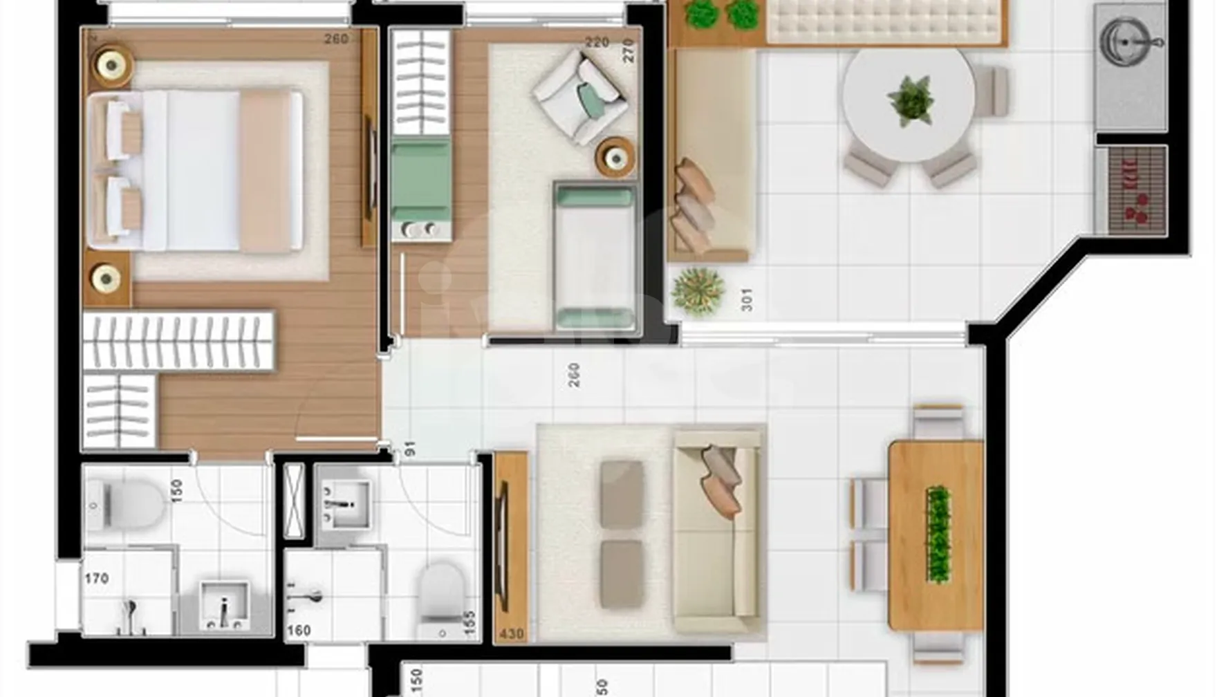 Planta — Apartamento 68 m²