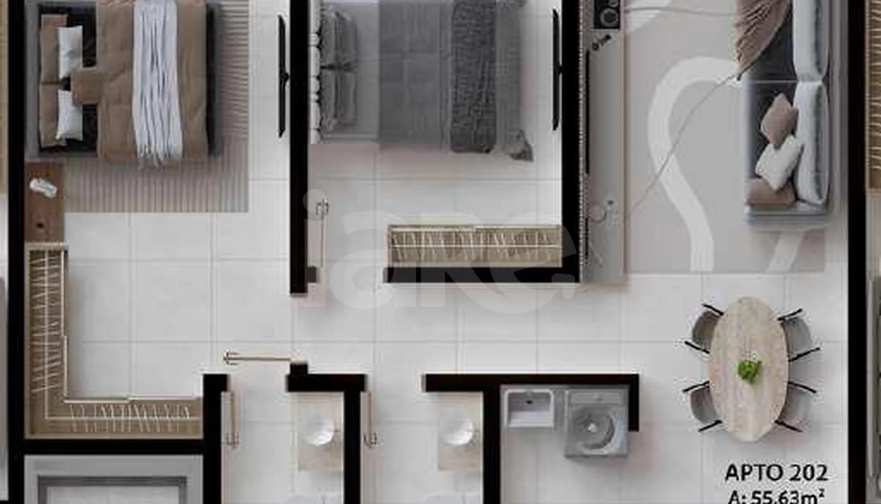 Planta — Apartamento 55,63 m²