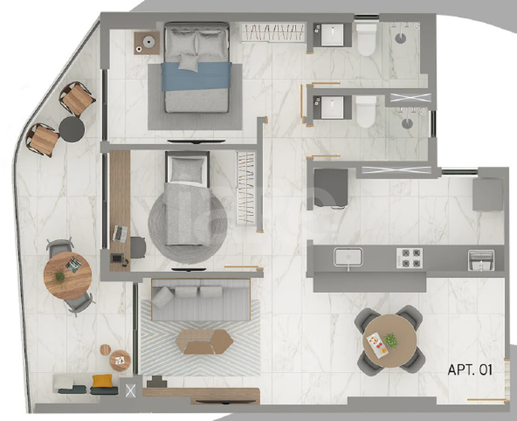 Planta — Apartamento 75,15 m²