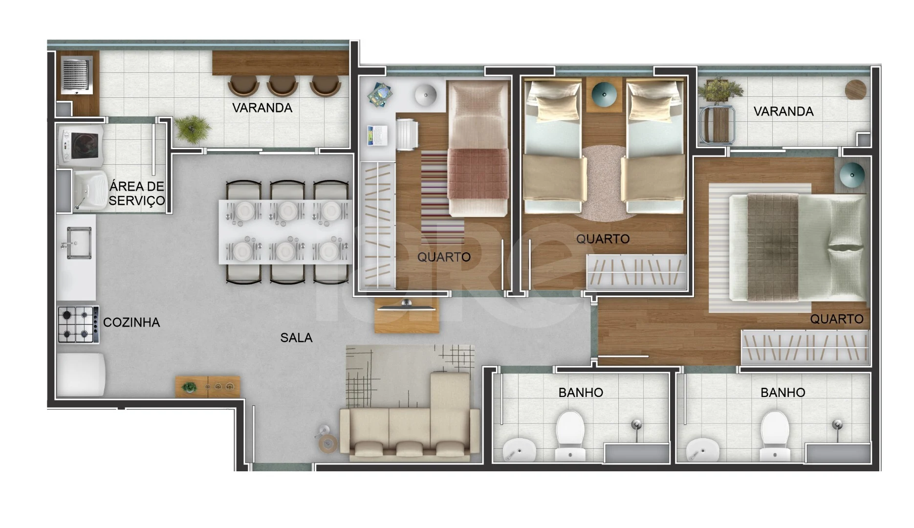 Planta — Apartamento 64,66 m²