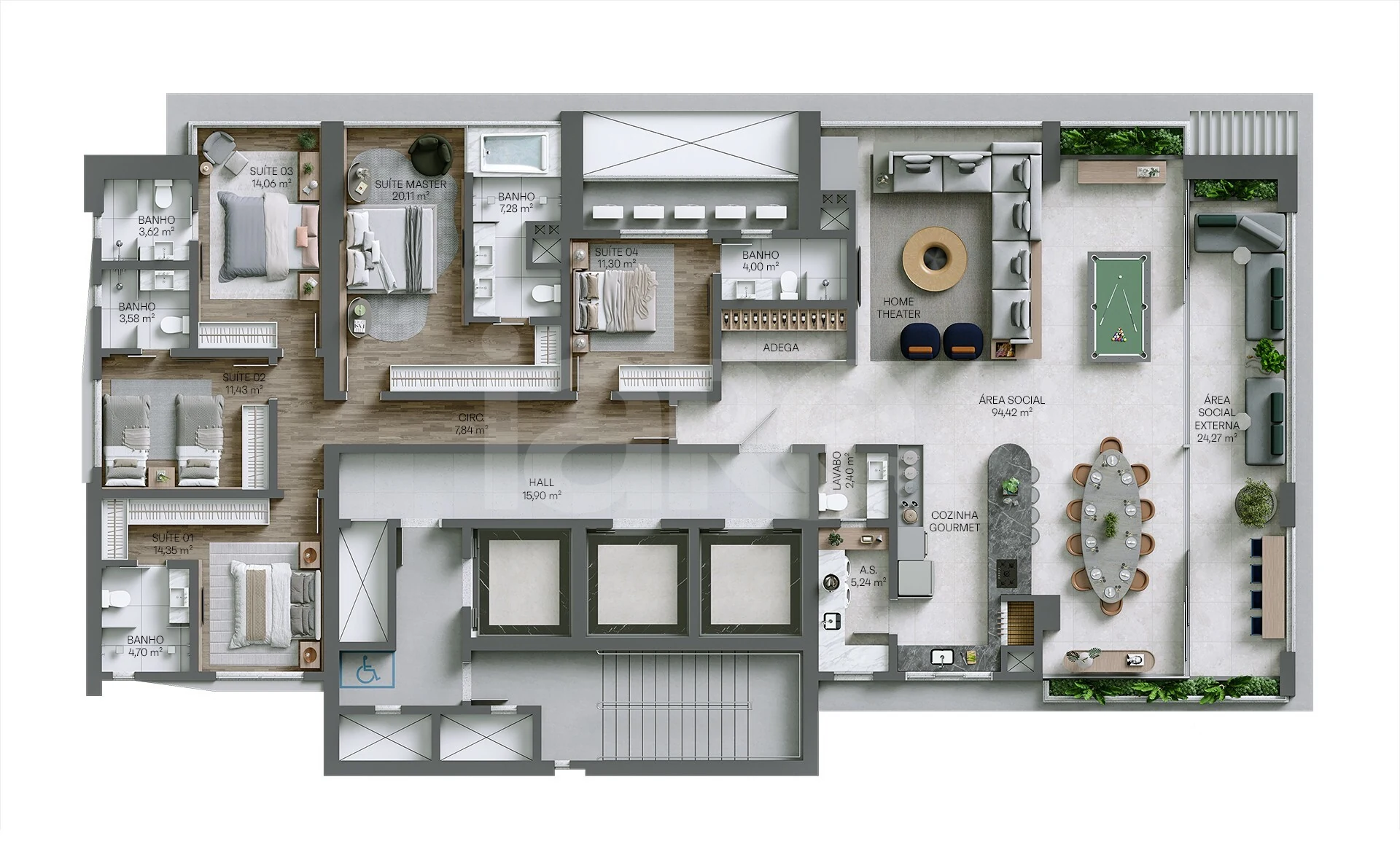 Planta — Apartamento 285,05 m²