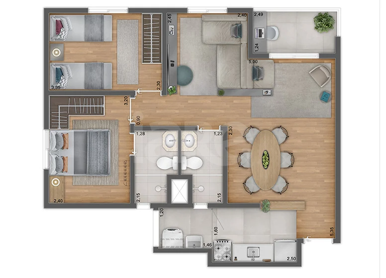 Planta — Apartamento 59,05 m²