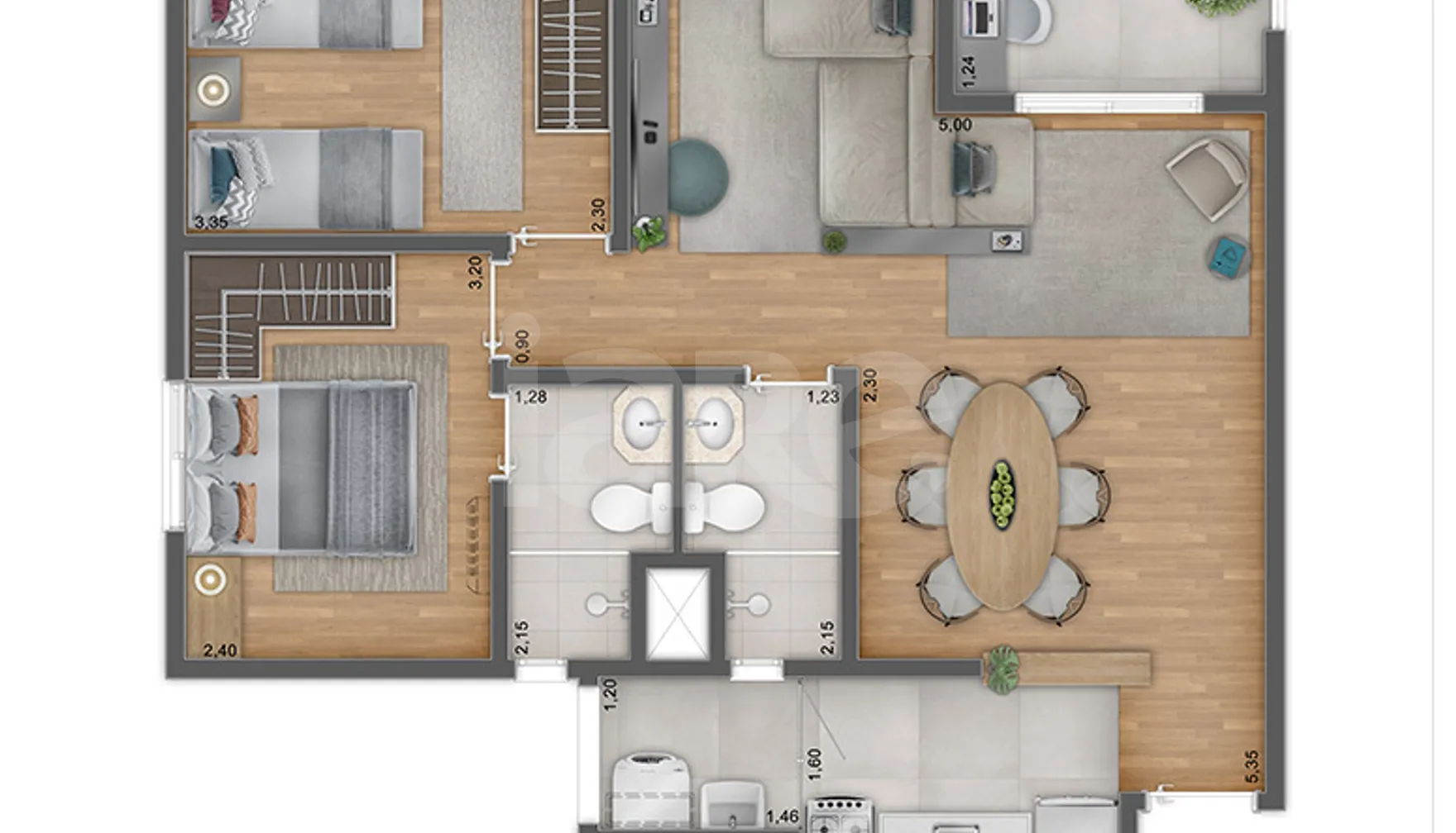 Planta — Apartamento 59,05 m²