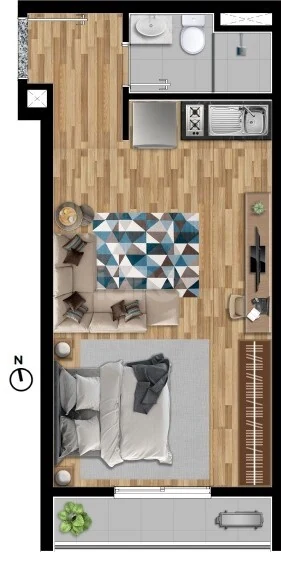 Planta — Studio 31,29 m²