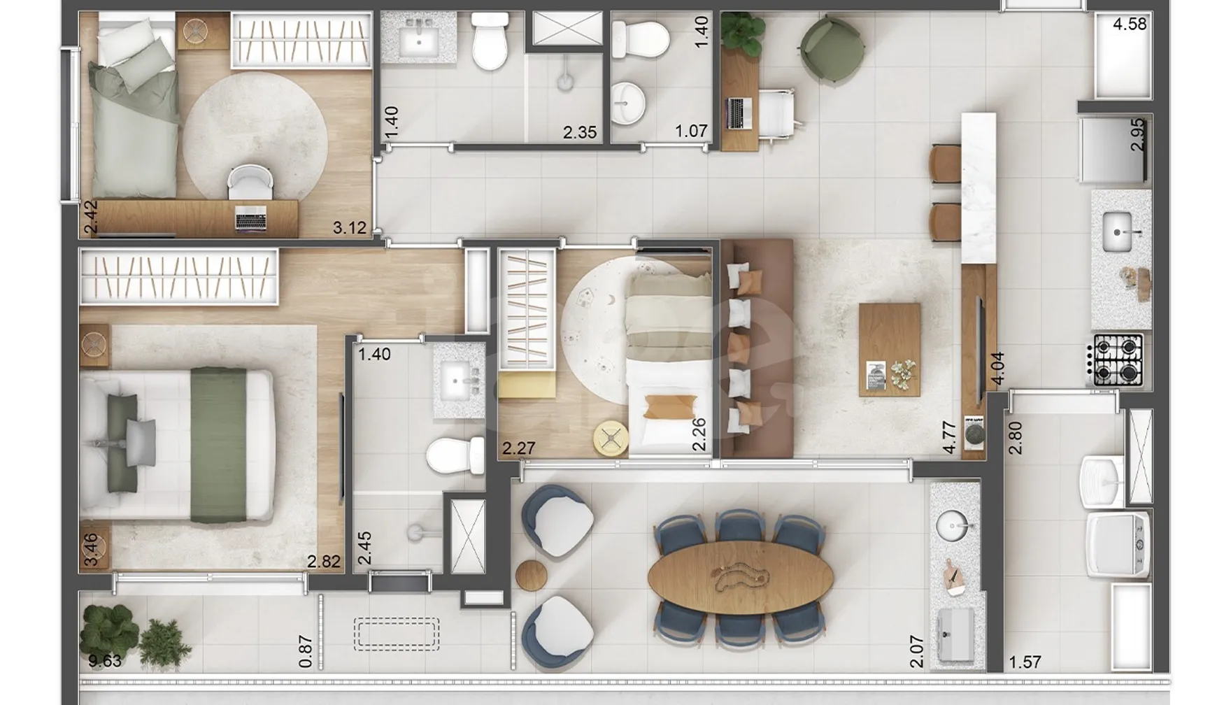 Planta — Apartamento 85,26 m²