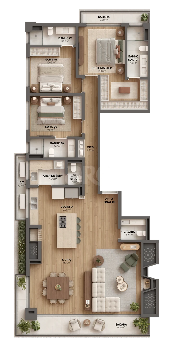 Planta — Apartamento 165,8 m²