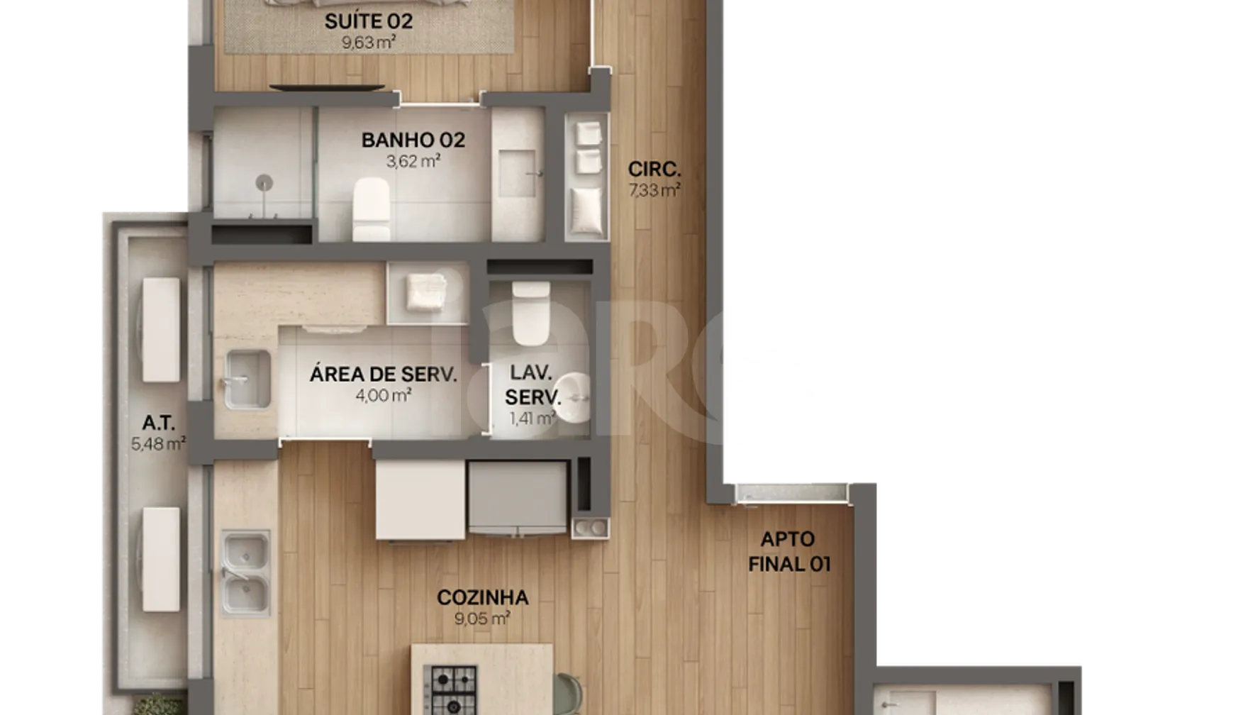 Planta — Apartamento 165,8 m²