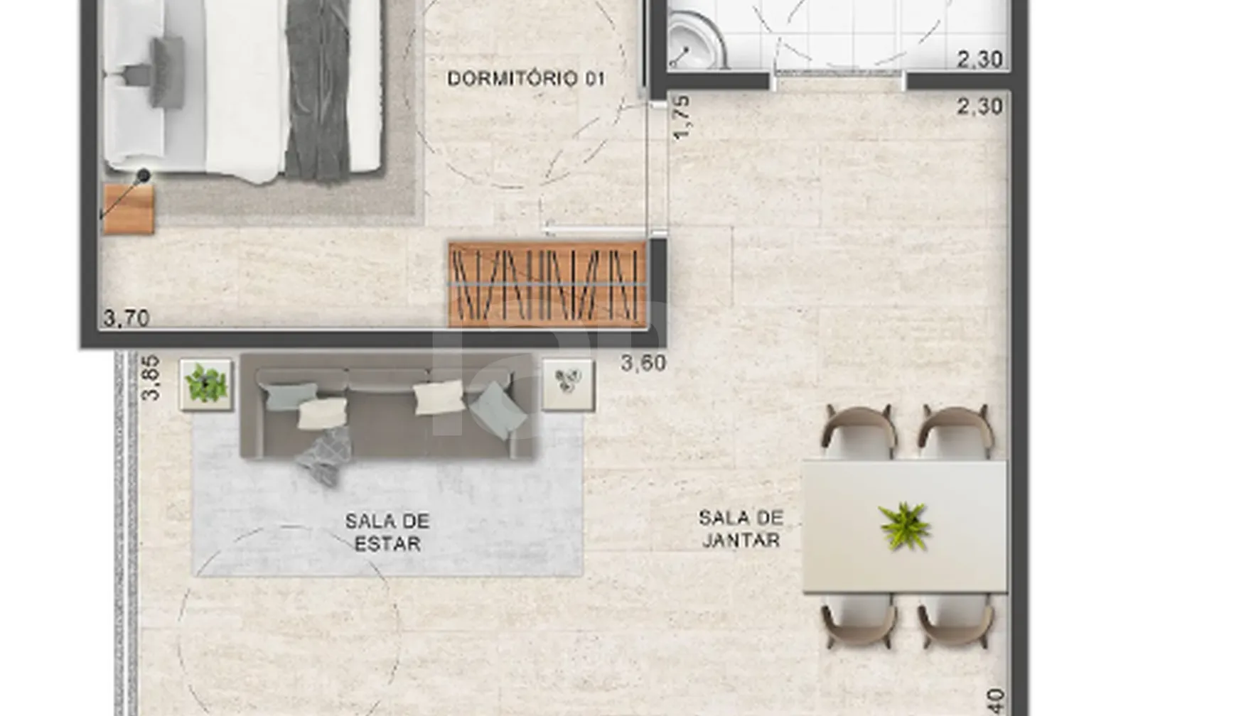 Planta — Apartamento 48,57 m²