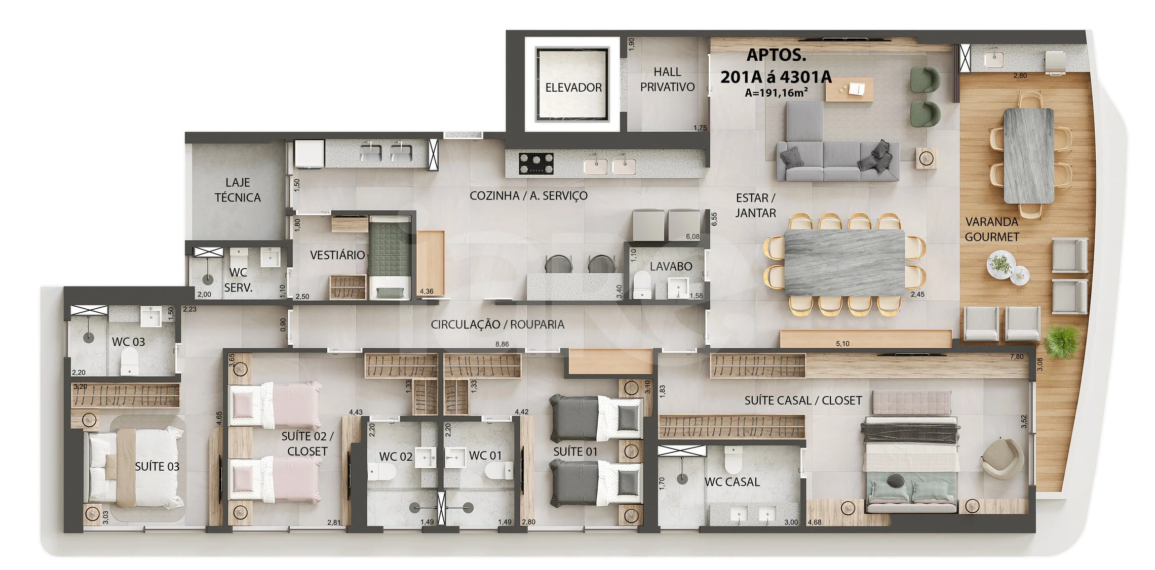 Planta — Apartamento 191,16 m²