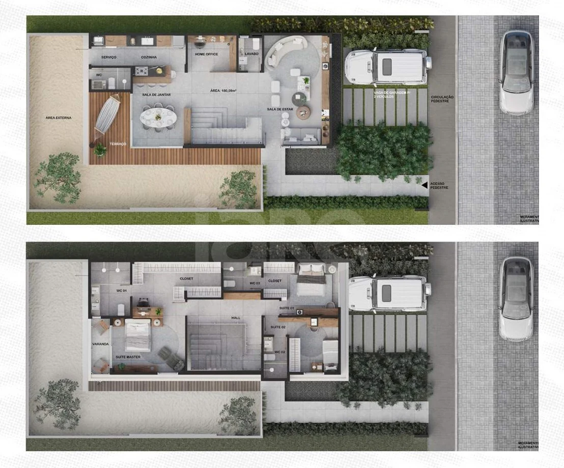 Planta — Casa em Condomínio 180 m²