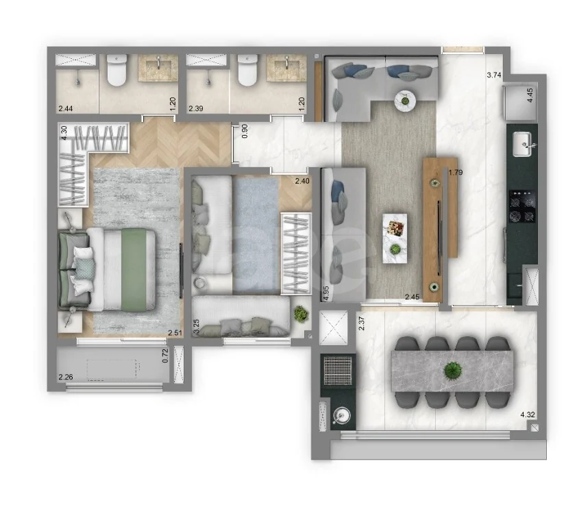 Planta — Apartamento 67,76 m²
