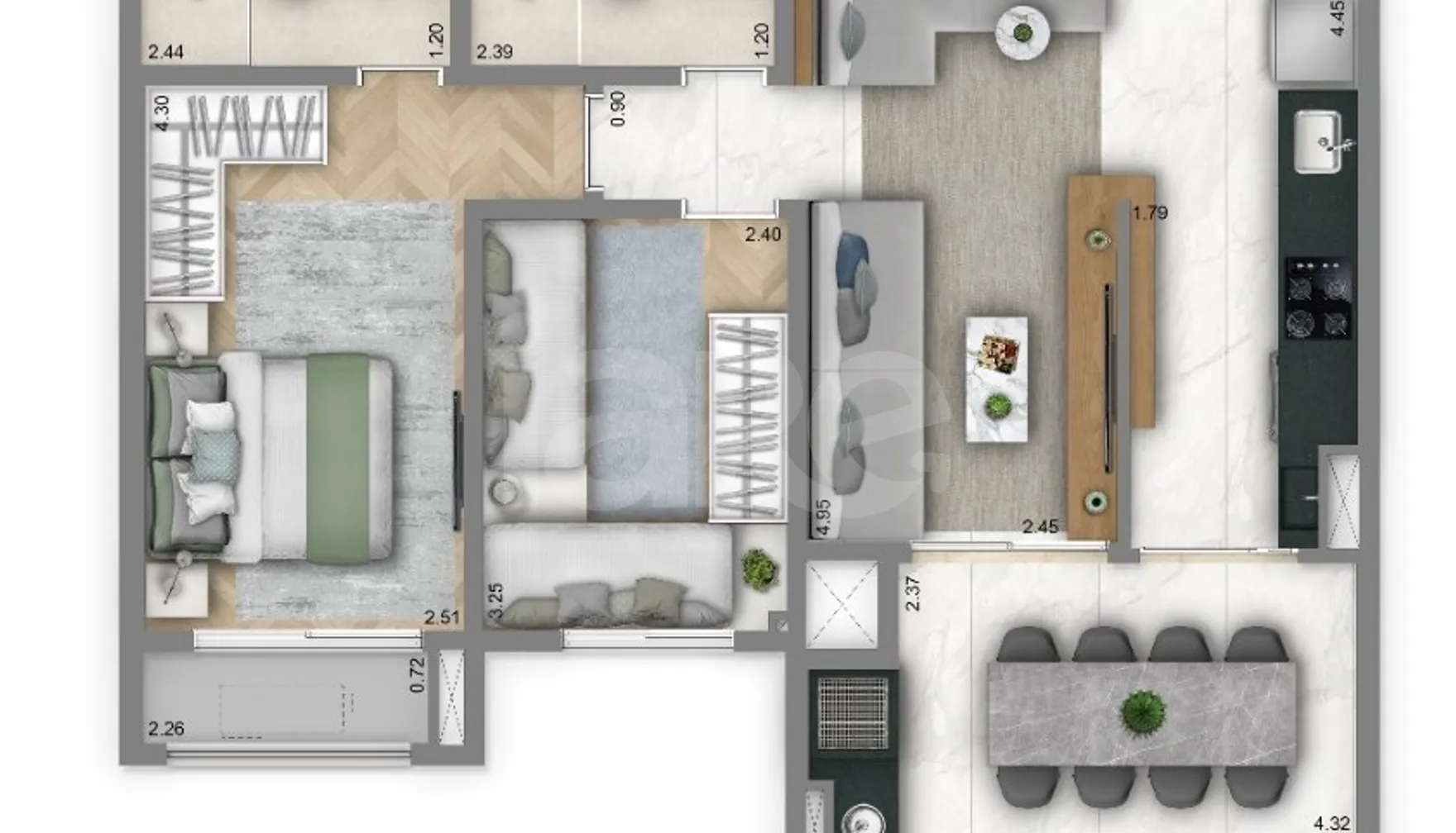 Planta — Apartamento 67,76 m²