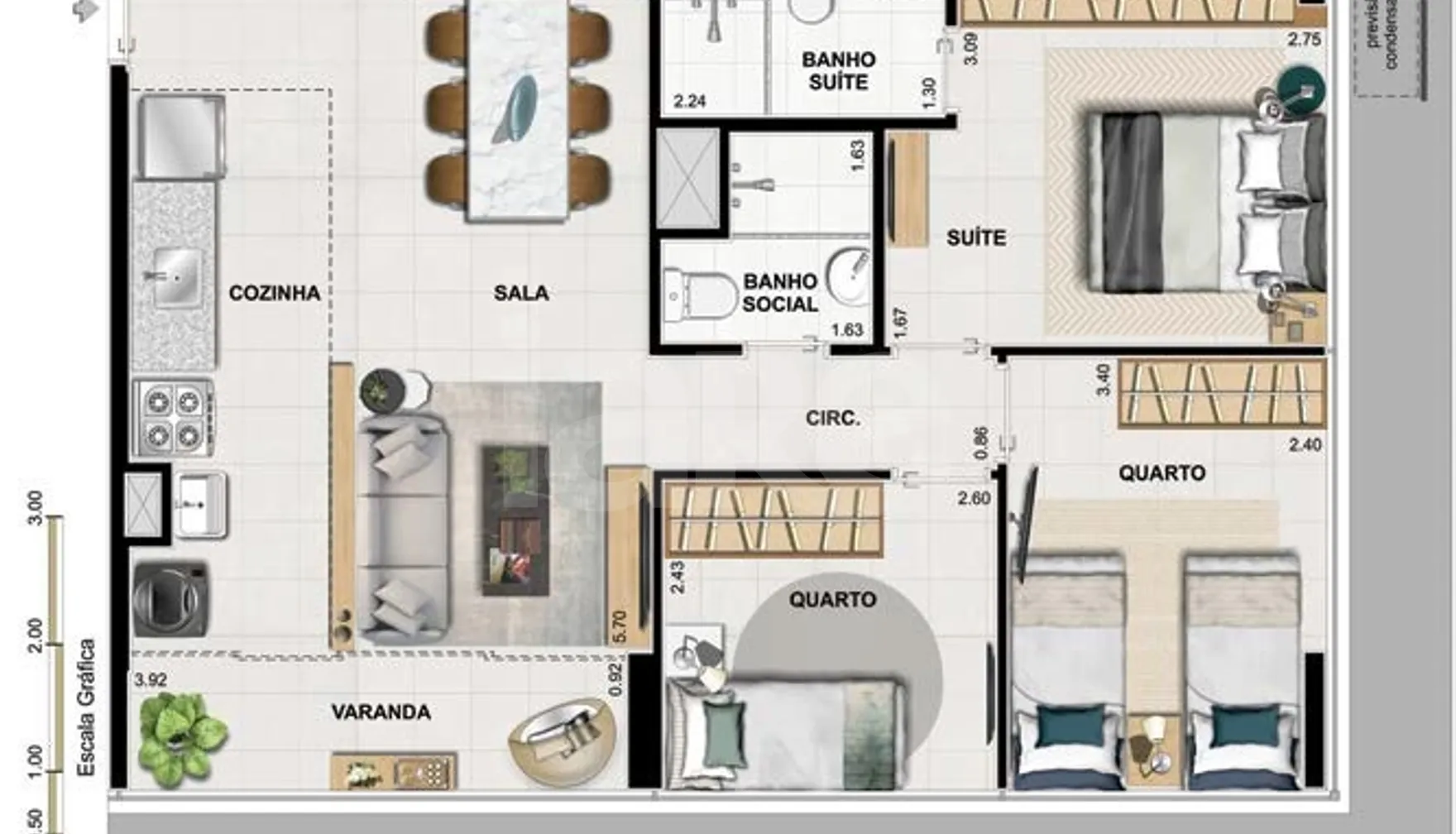 Planta — Apartamento 66,3 m²