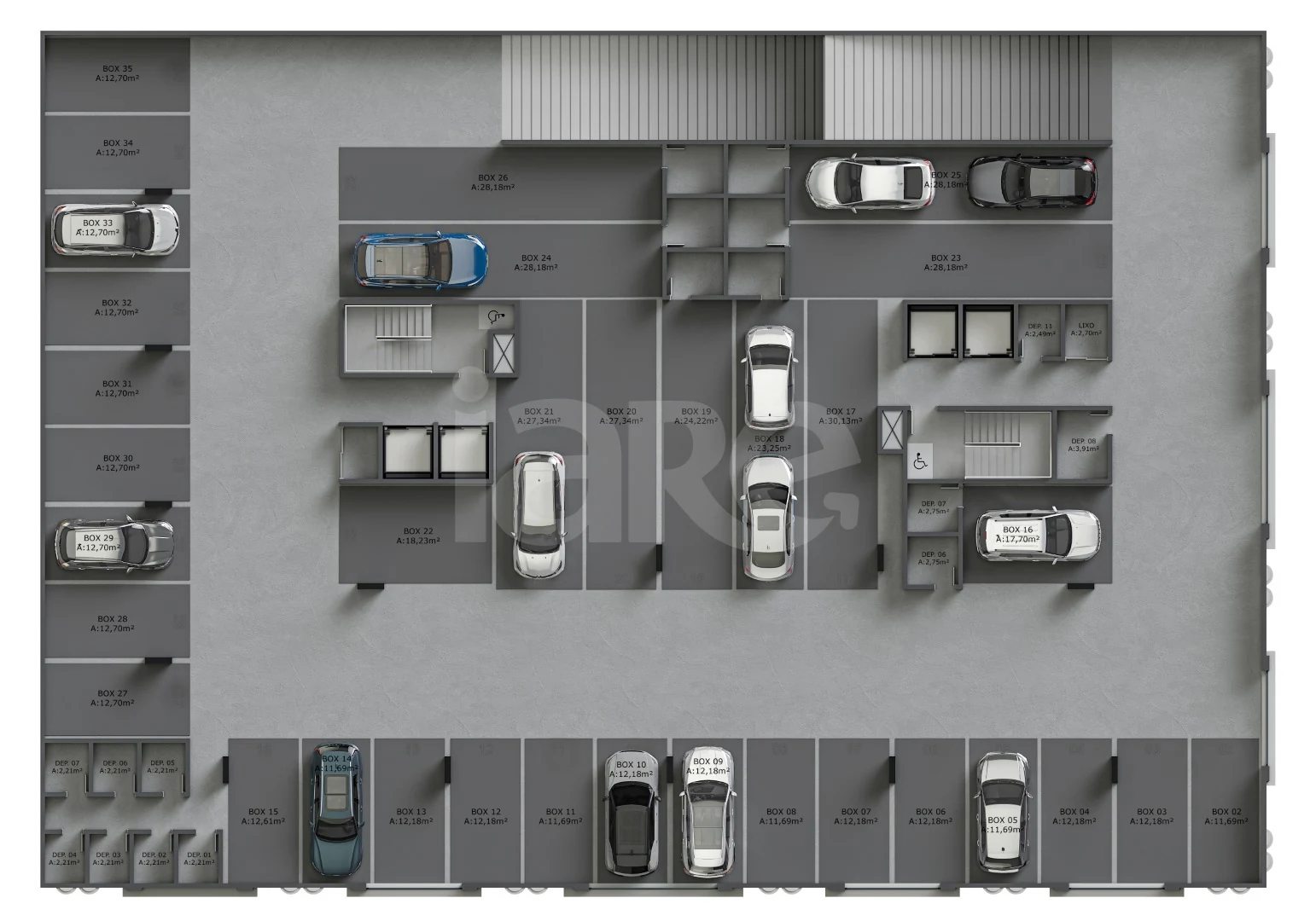 Planta — Pavimento garagem 1