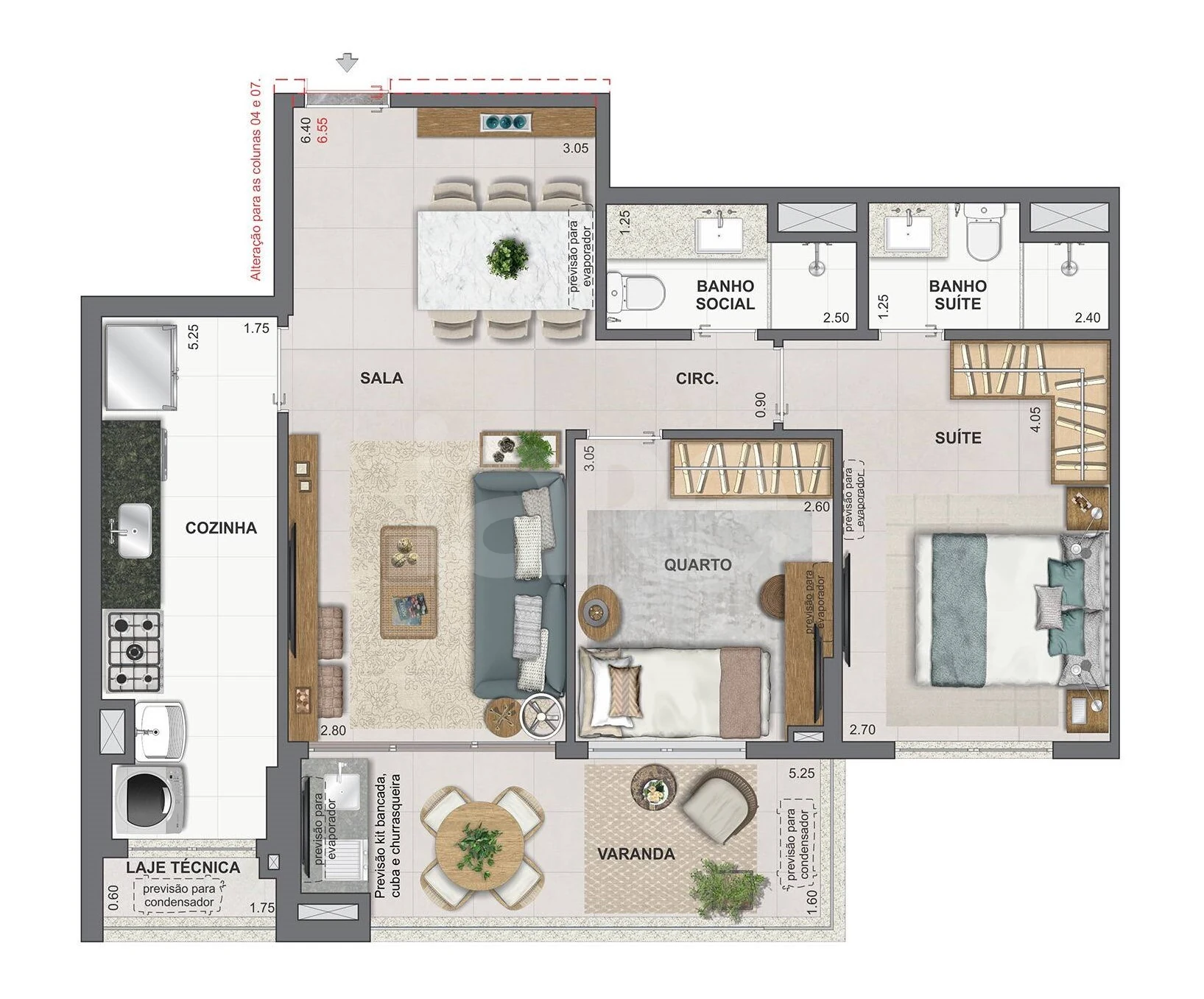 Planta — Apartamento 75,71 m²
