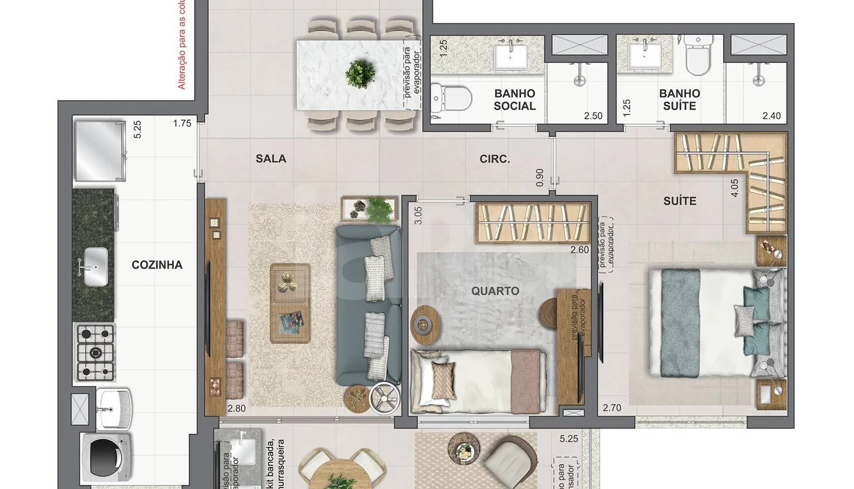 Planta — Apartamento 75,71 m²