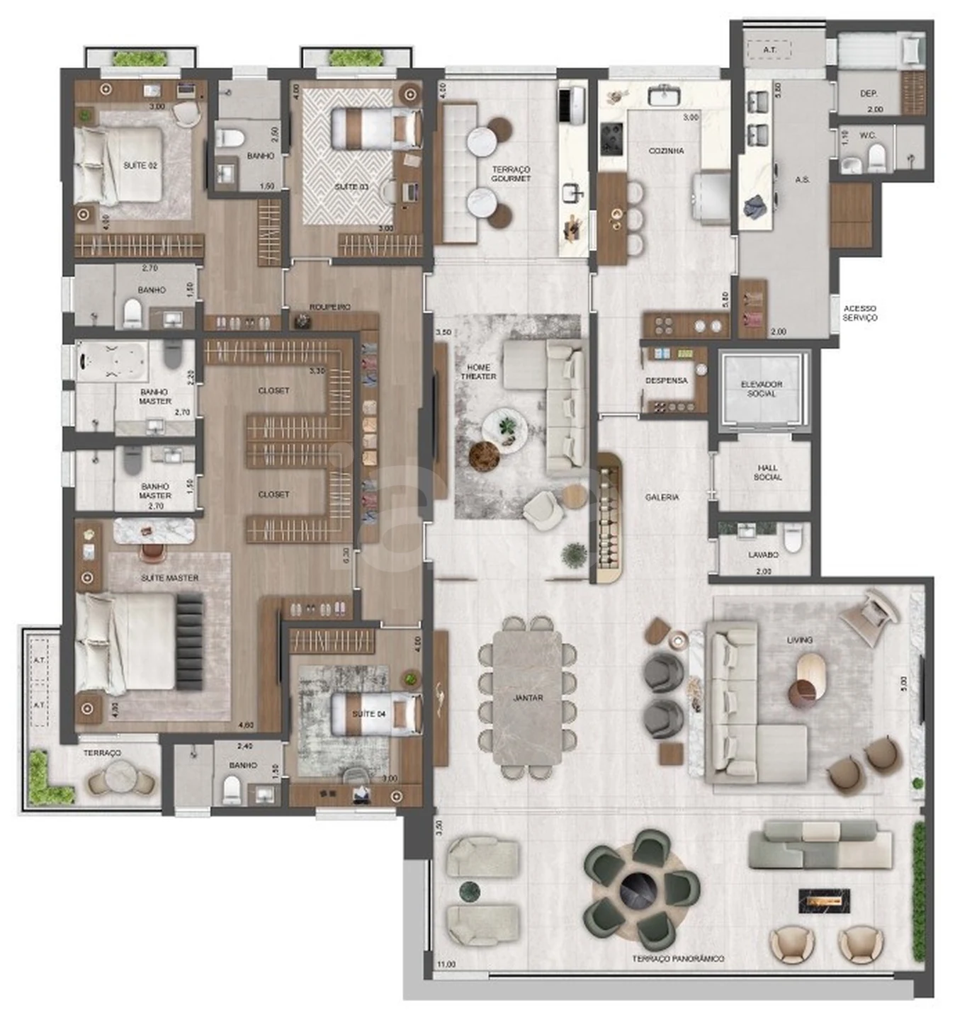 Planta — Apartamento 355,1 m²