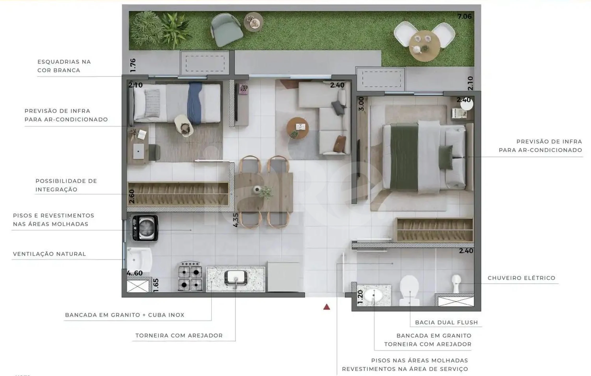 Planta — Garden 47,8 m²