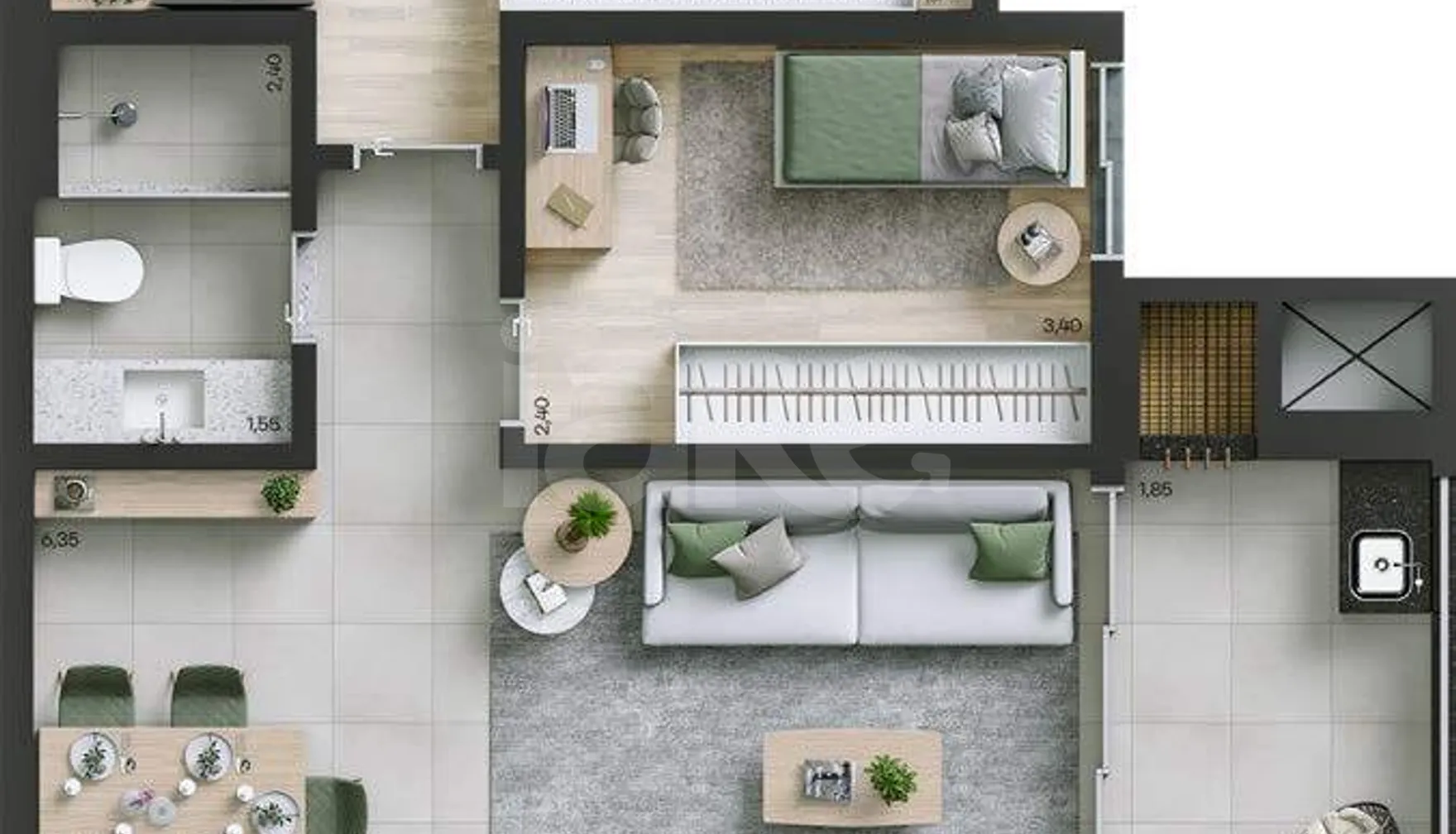 Planta — Apartamento 84,91 m²
