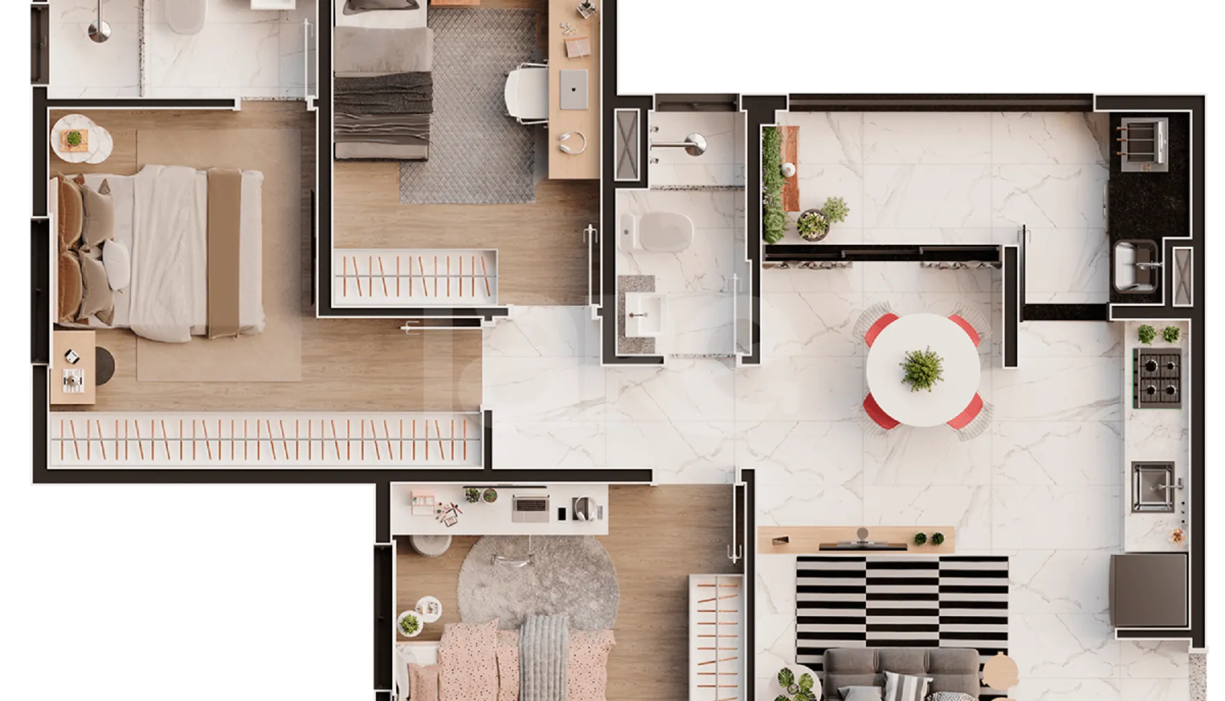 Planta — Apartamento 79,6 m²