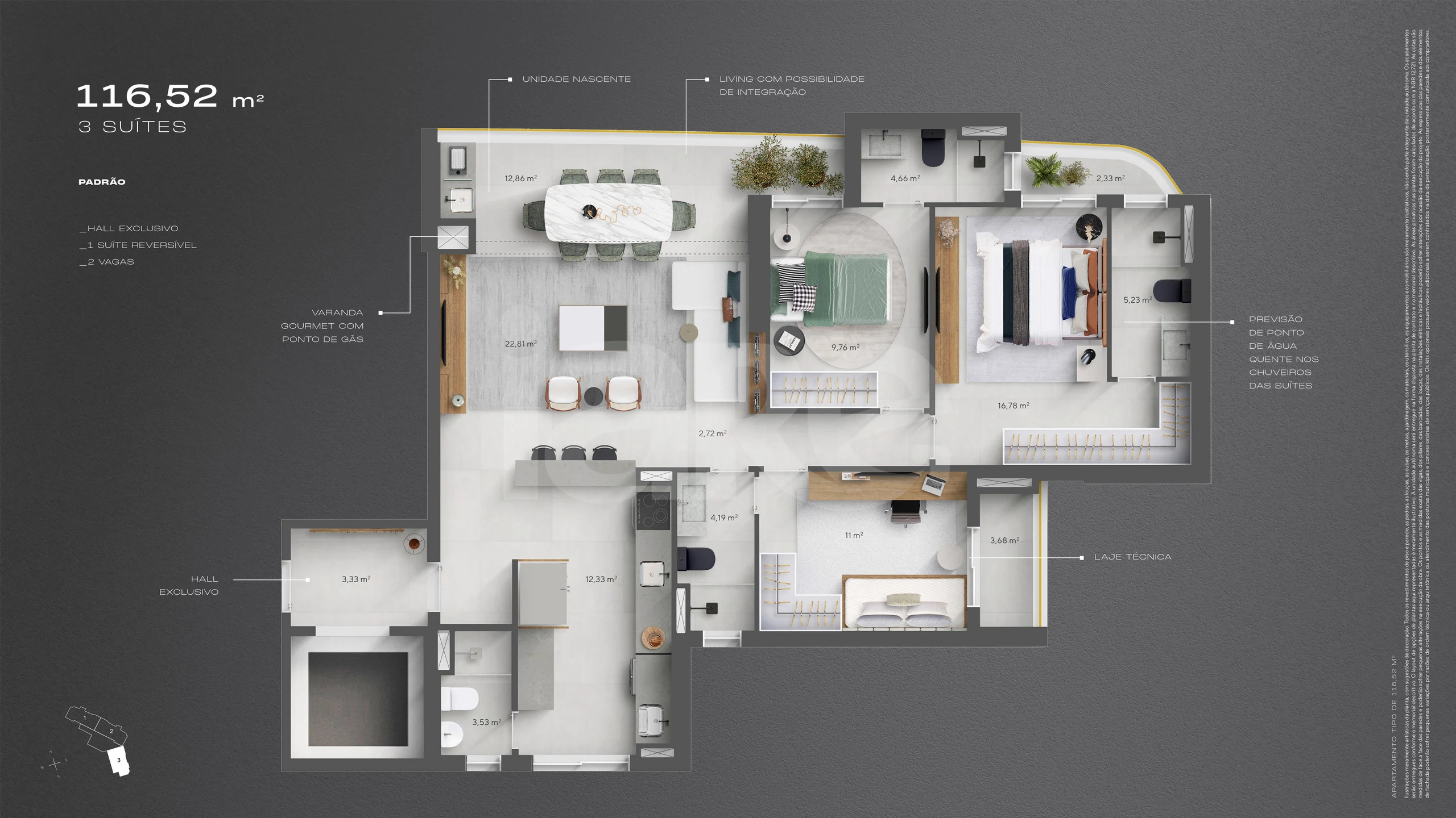 Planta — Apartamento 116,52 m²