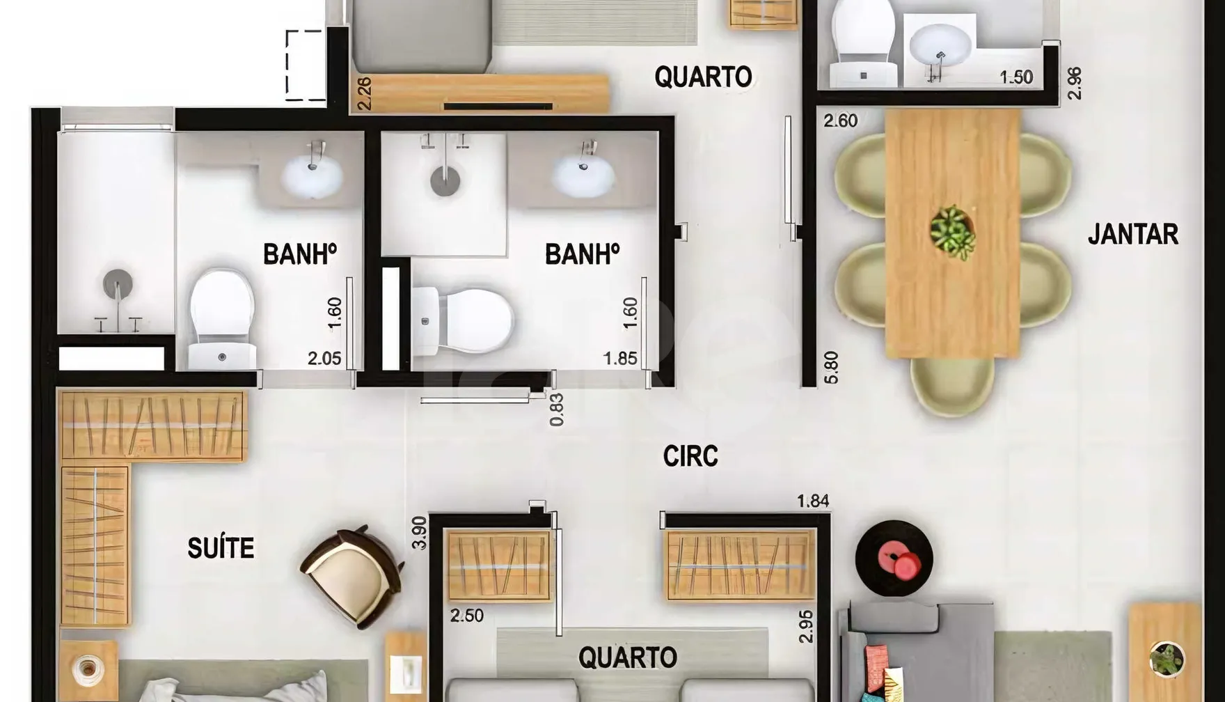 Planta — Apartamento 77,22 m²