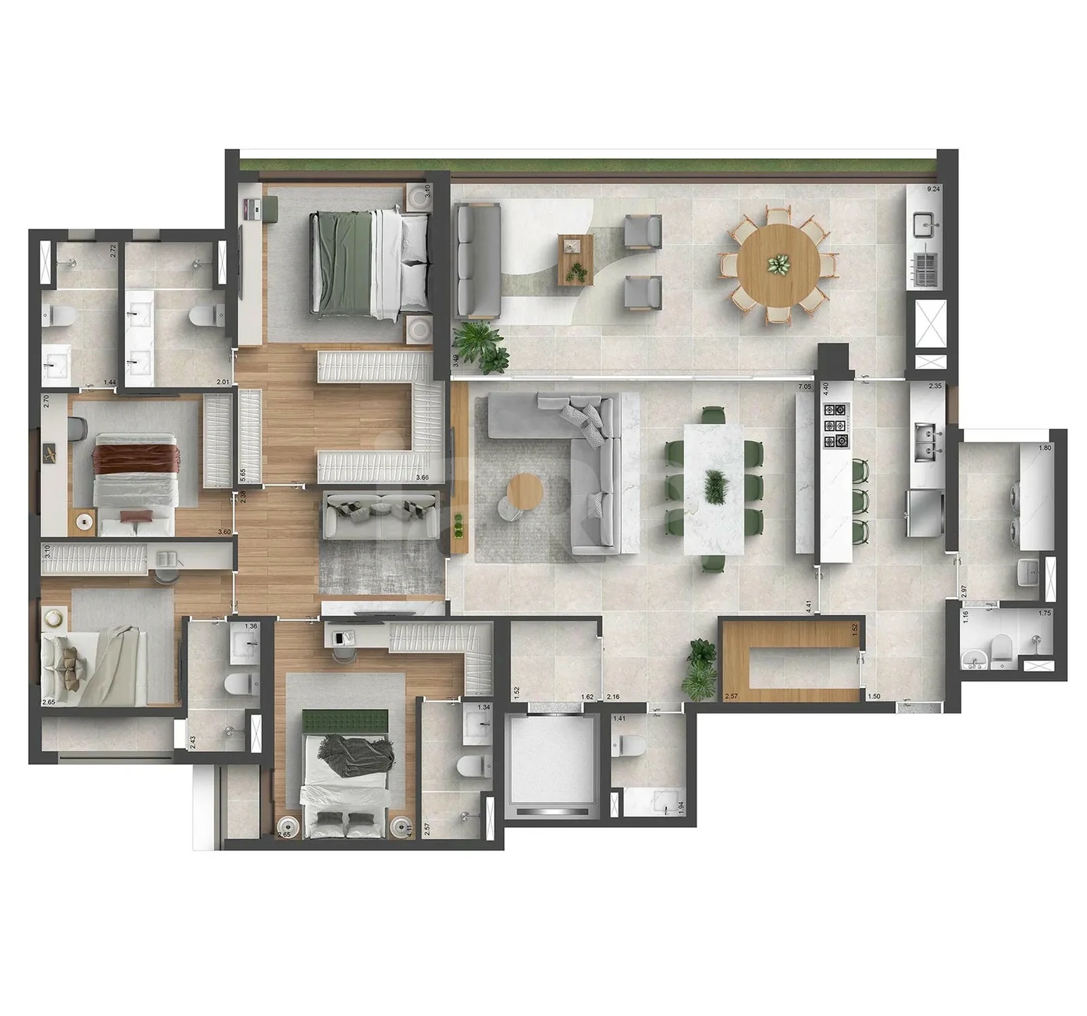 Planta — Apartamento 207,3 m²
